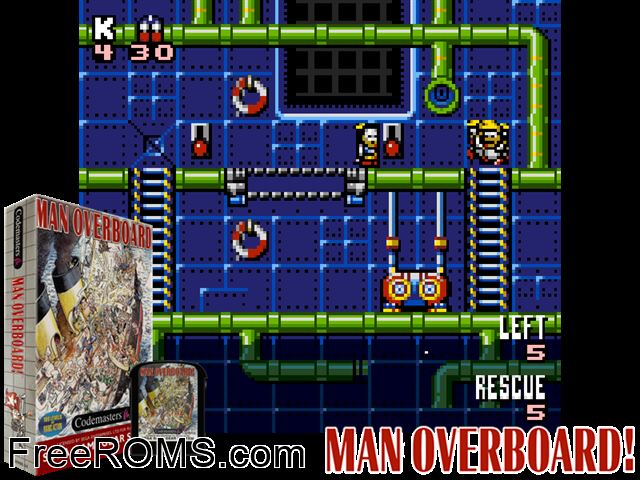 Man Overboard Game Gear game showing 3D box cover and gameplay screenshot